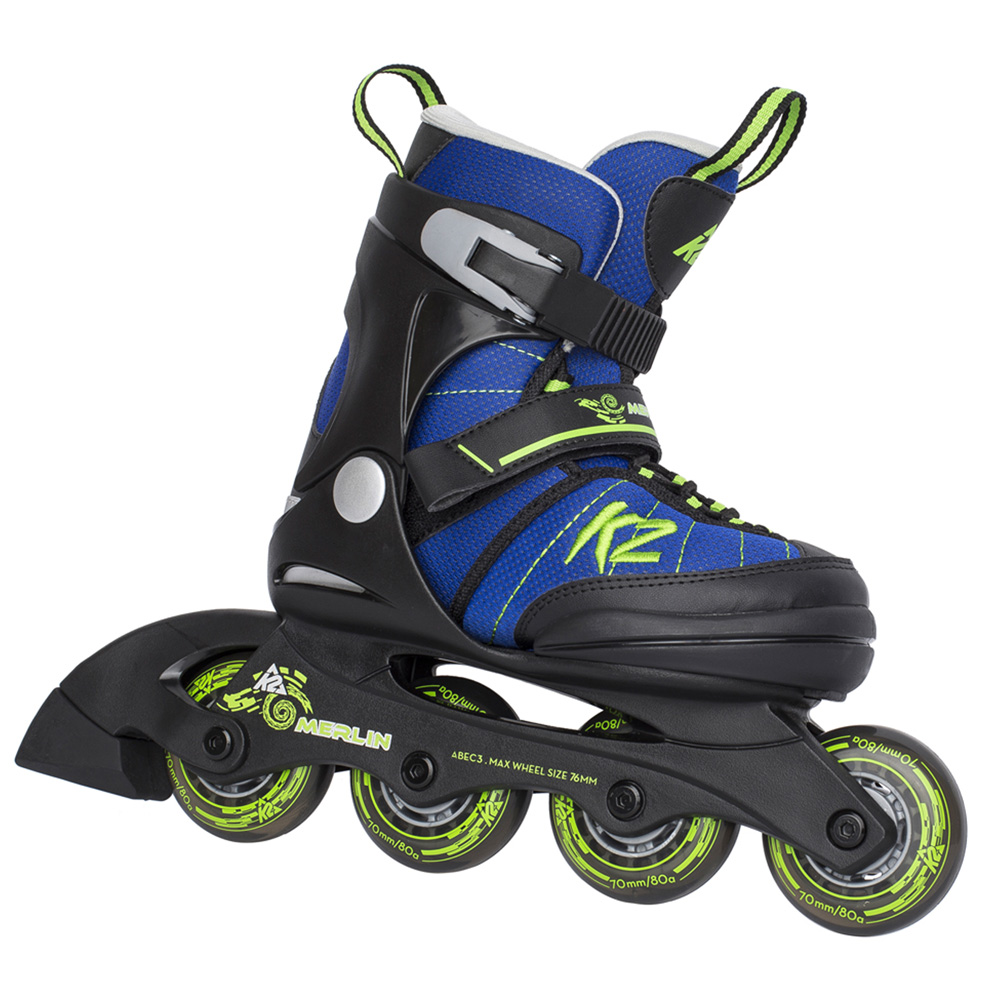 K2 Merlin Jr. Boys Kinder Inline Skates Blue/Black/Green FunSport