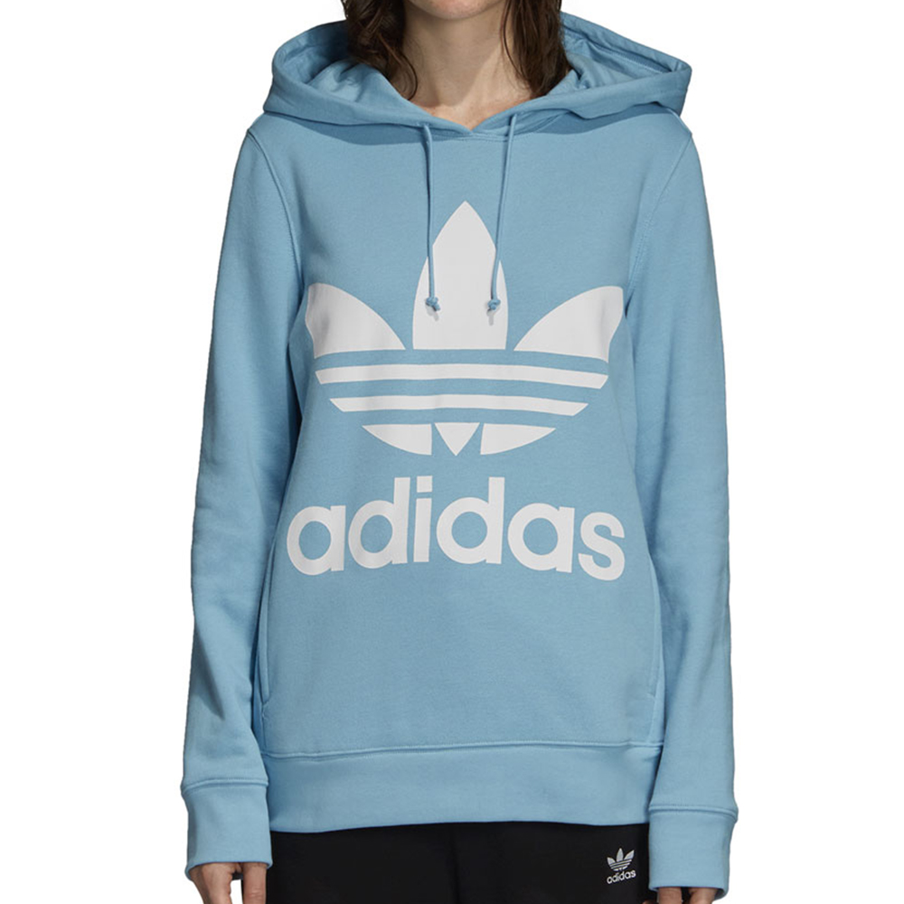 adidas trefoil hoodie clear blue