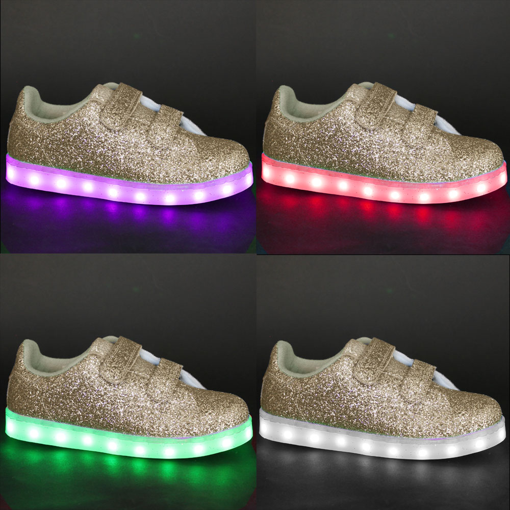 LED Kinder Schuhe Glitter Gold | Fun Sport Vision LED Kinder Schuhe Glitter Gold | Fun Sport Vision