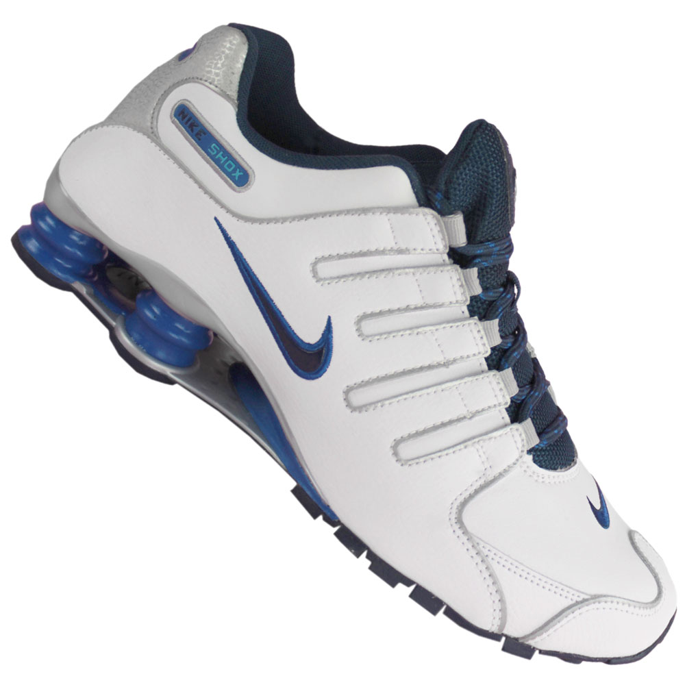 nike shox white blue