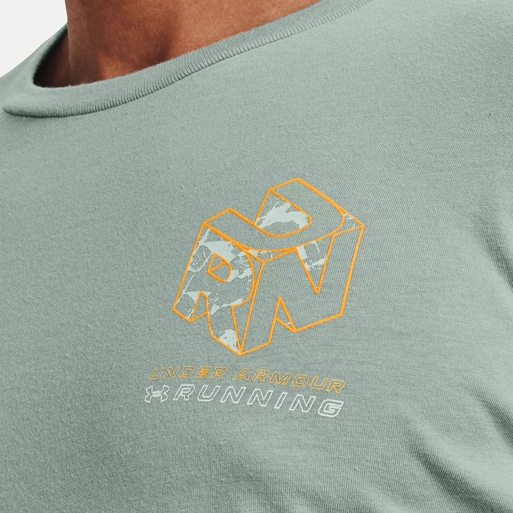 Under Armour Run Gradient Grid SS Shirt Opal Green Orange Shock günstig online kaufen