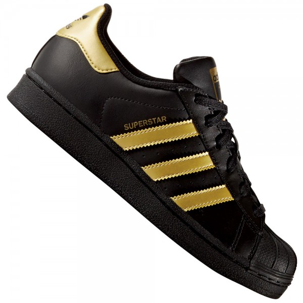 adidas Originals Superstar J Sneaker Black/Gold Metallic
