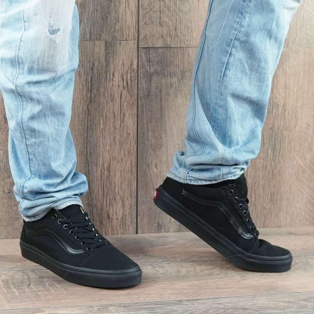 All black old skool vans sale on sale