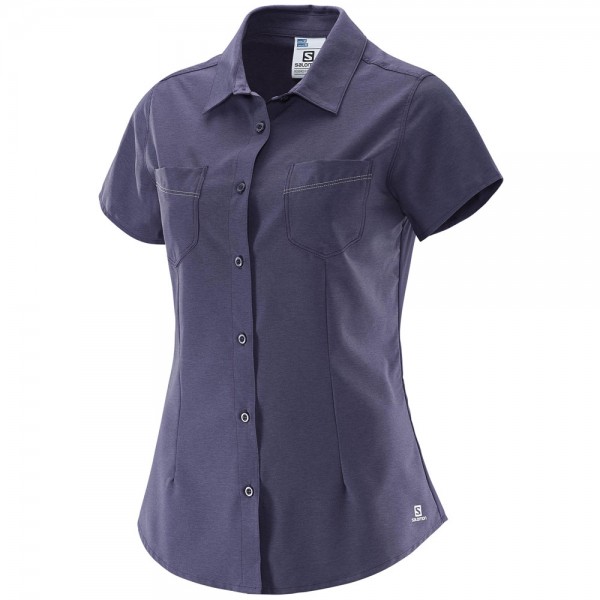 Salomon Radiant Stretch SS Shirt W Damen-Outdoorhemd Nightshade Grey