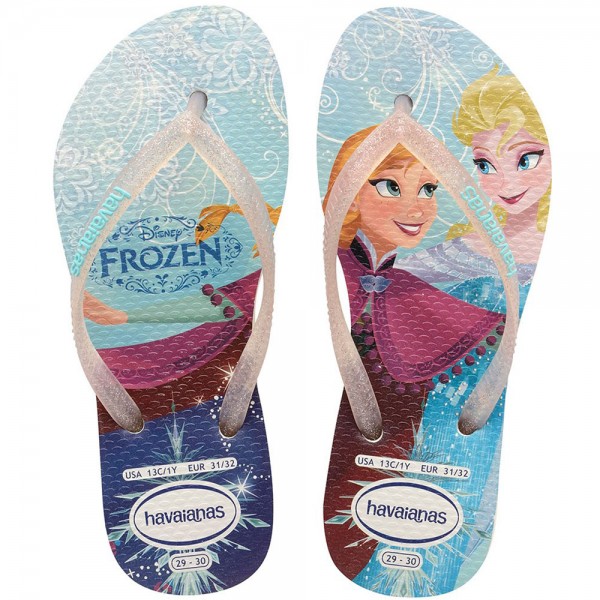 Havaianas Kids Flip Slim Princess Flops White/Disney Frozen