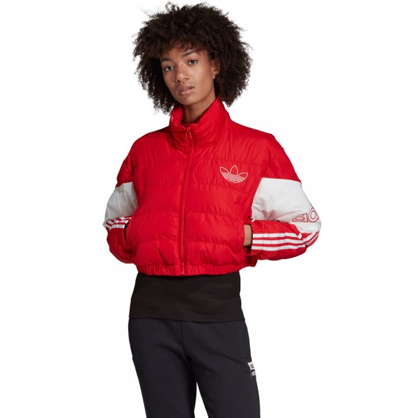 adidas Originals Cropped Puffer Jacket Scarlet/White