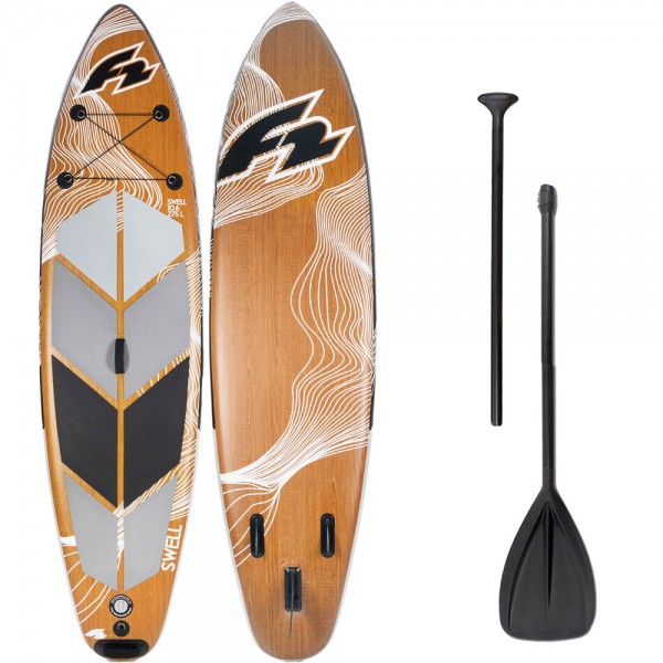 F2 Inflatable Swell Stand Up Paddle Board Black Brown