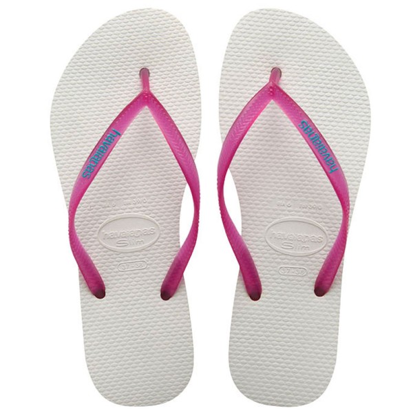 Havaianas Slim Logo Flip White Flops