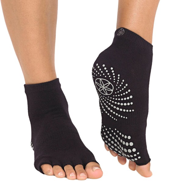Gaiam Toeless Grippy Yoga Socks Black Grey
