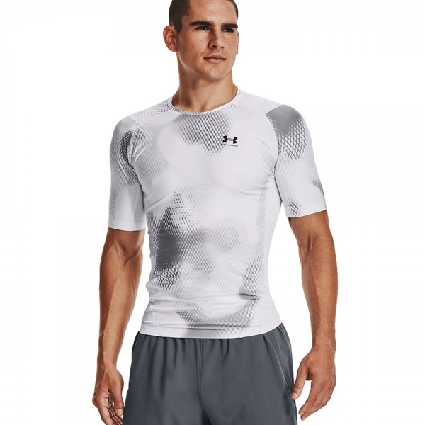 Under Armour Iso-Chill Printed Compression SS Shirt White Black
