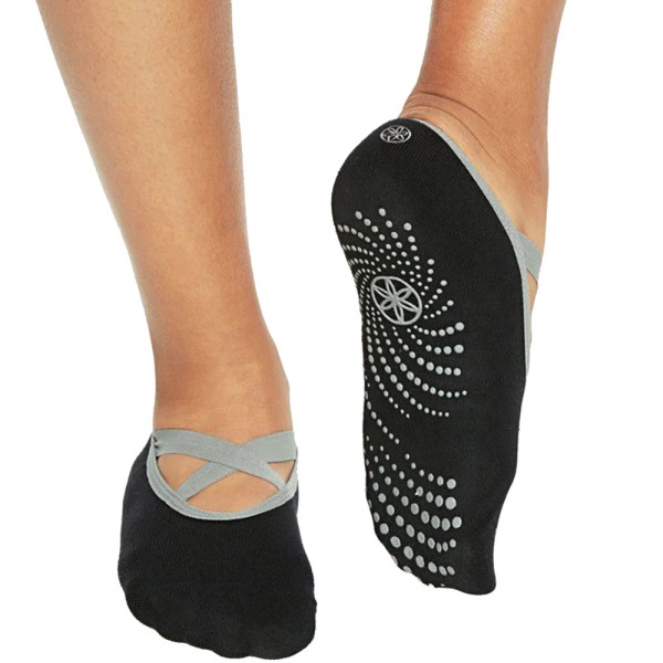 Gaiam Grippy Barre Yoga Socks Black Grey