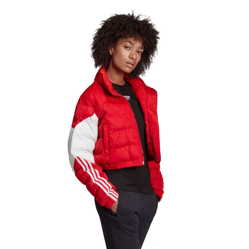 adidas Originals Cropped Puffer Jacket Scarlet/White FunSportVision