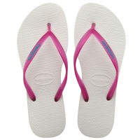 Havaianas Slim Logo Flip White Flops