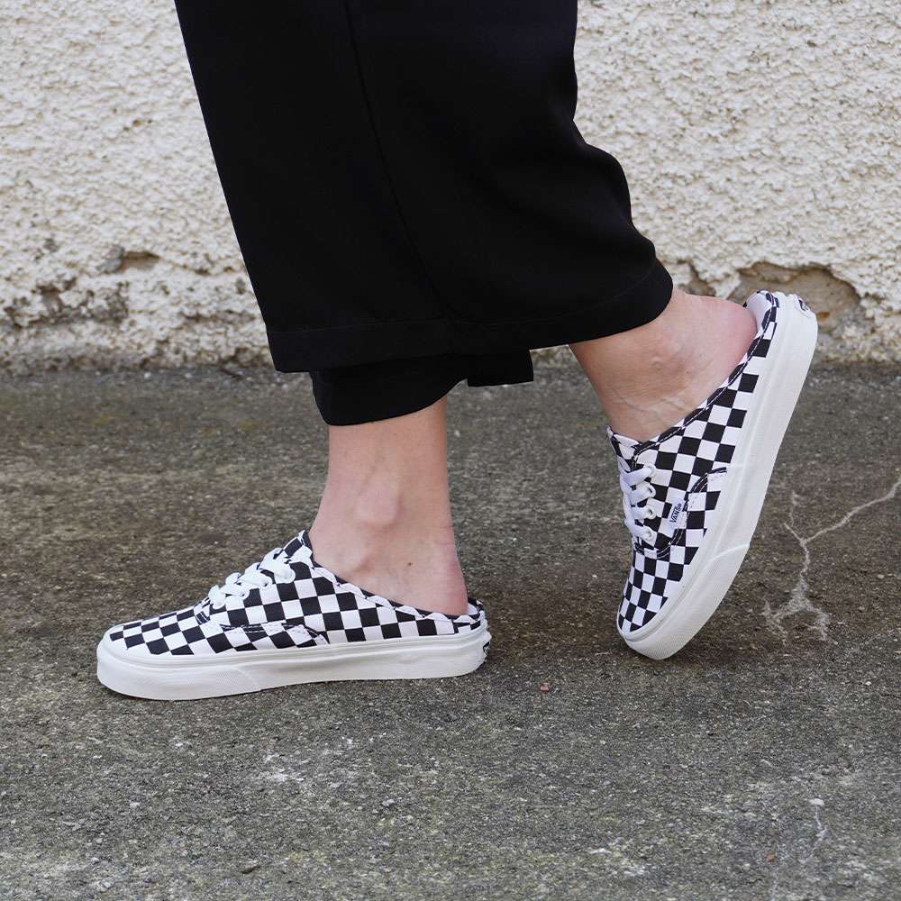 Vans Authentic Mule Sneaker Checkerboard Black True White Fun Sport Vision