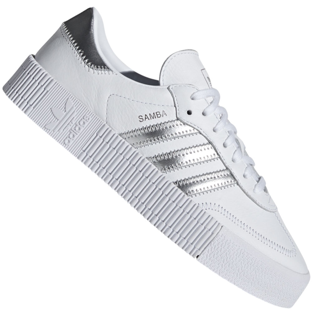 adidas sambarose white and silver