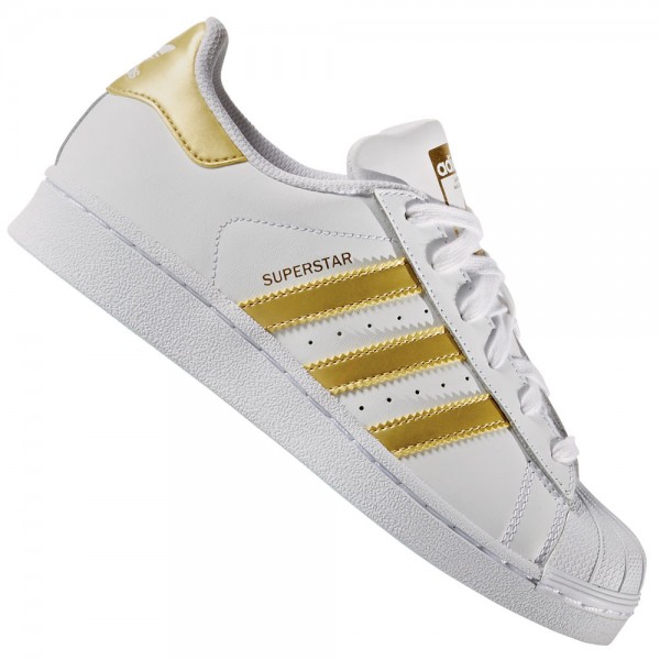 adidas Originals Superstar J Sneaker White/Gold Metallic
