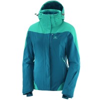 Salomon Icerocket Jacket Damen Skijacke Deep Lagon Waterfall Fun Sport Vision